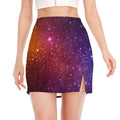 Colorful Stardust Galaxy Space Print Side Slit Mini Skirt