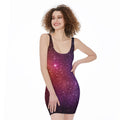 Colorful Stardust Galaxy Space Print Sleeveless Bodycon Dress