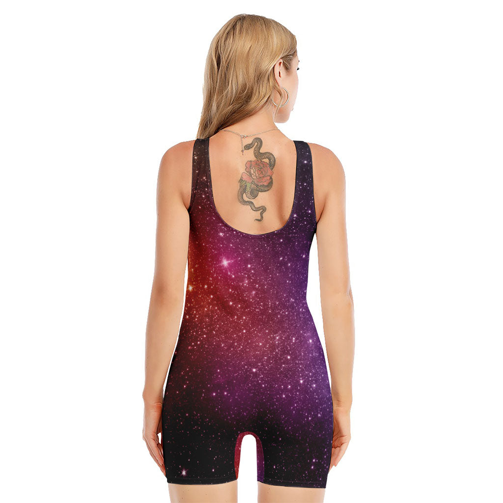 Colorful Stardust Galaxy Space Print Sleeveless One Piece Swimsuit
