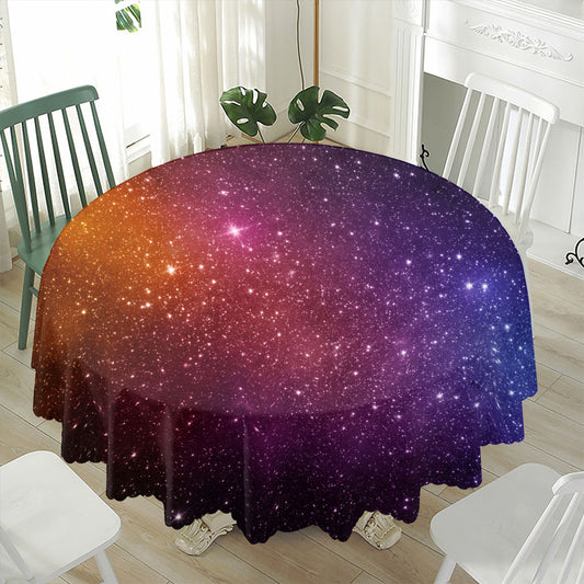 Colorful Stardust Galaxy Space Print Waterproof Round Tablecloth
