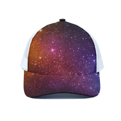 Colorful Stardust Galaxy Space Print White Mesh Trucker Cap