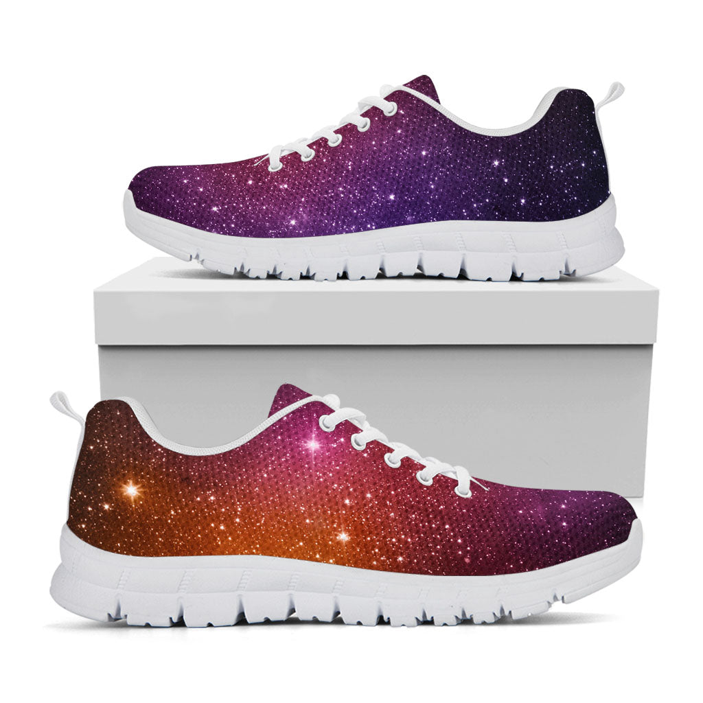 Colorful Stardust Galaxy Space Print White Running Shoes