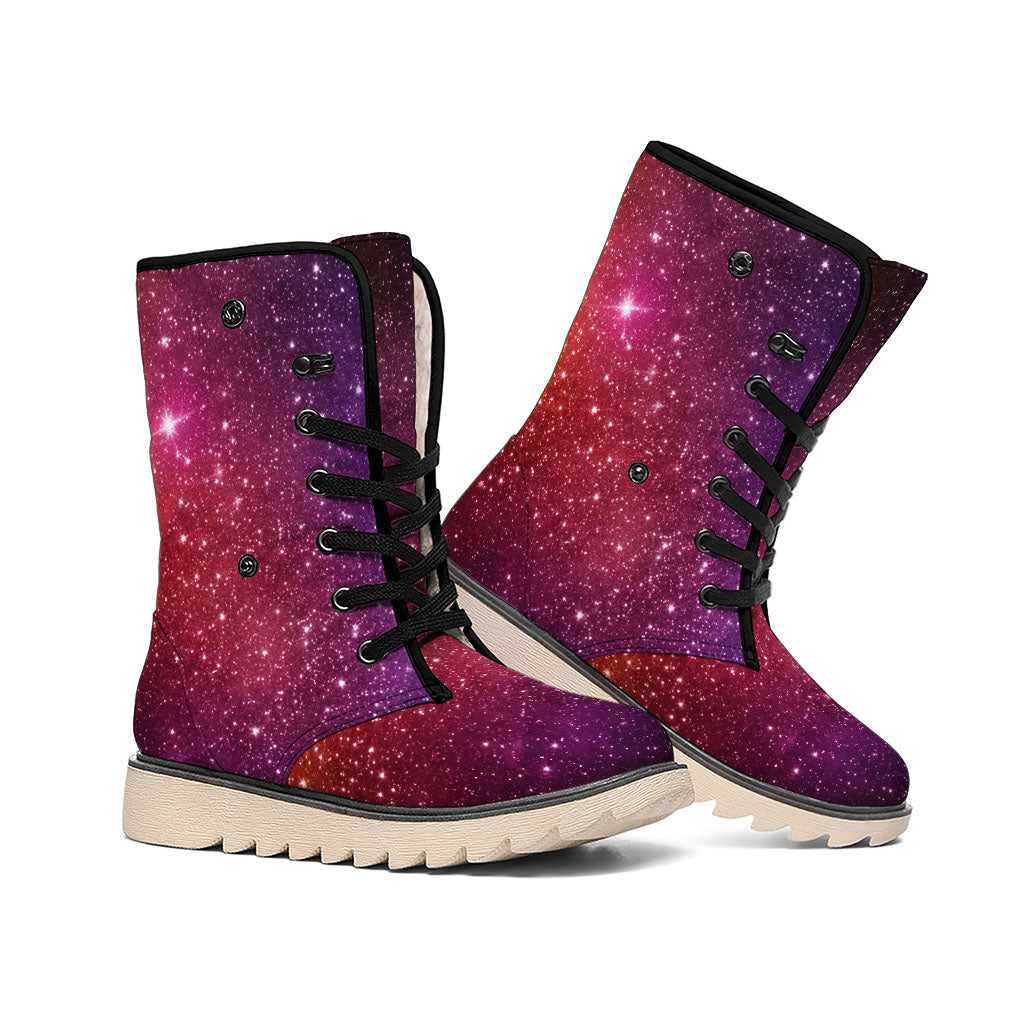 Colorful Stardust Galaxy Space Print Winter Boots