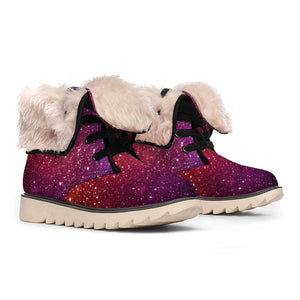 Colorful Stardust Galaxy Space Print Winter Boots