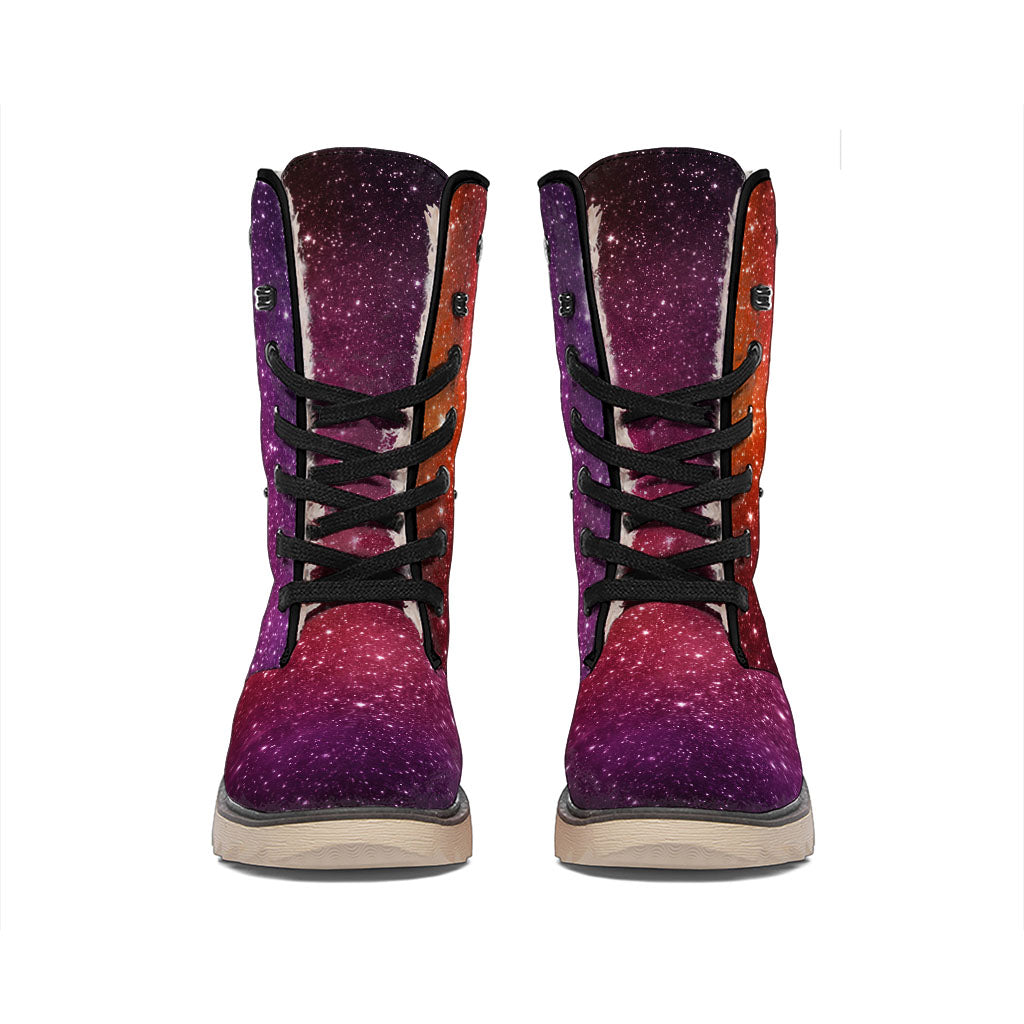 Colorful Stardust Galaxy Space Print Winter Boots