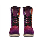 Colorful Stardust Galaxy Space Print Winter Boots