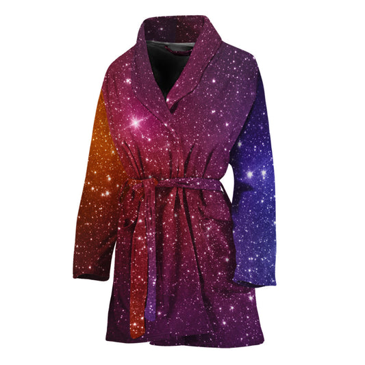 Colorful Stardust Galaxy Space Print Women's Bathrobe