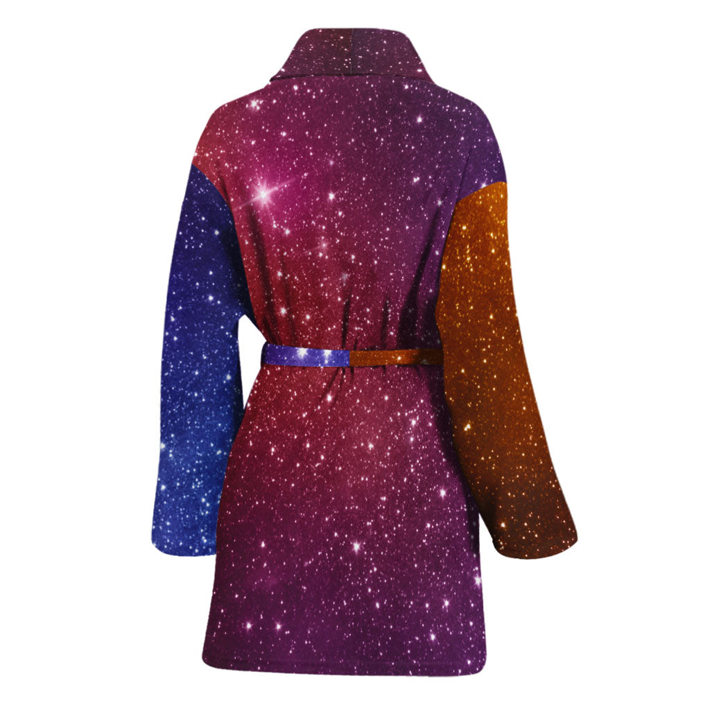 Colorful Stardust Galaxy Space Print Women's Bathrobe