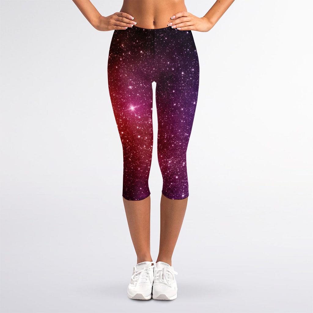 Colorful Stardust Galaxy Space Print Women's Capri Leggings