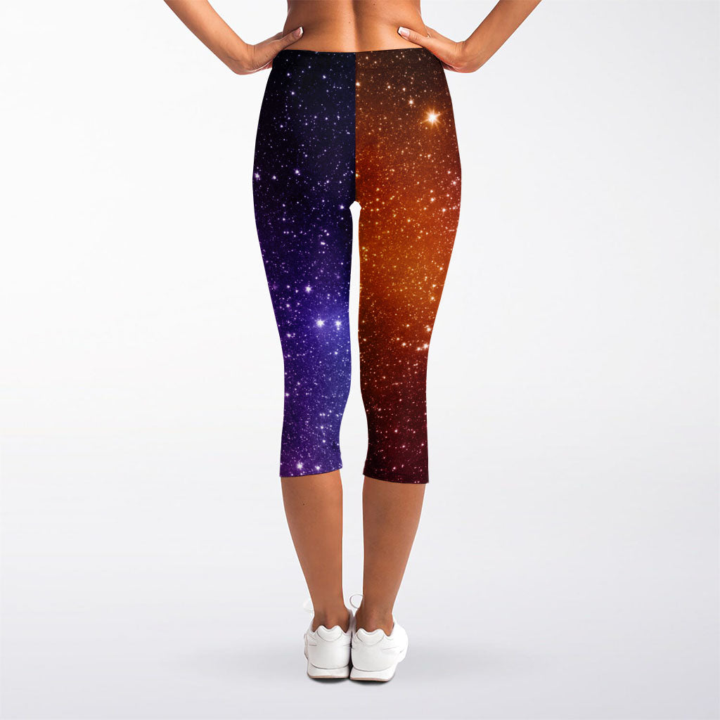 Colorful Stardust Galaxy Space Print Women's Capri Leggings