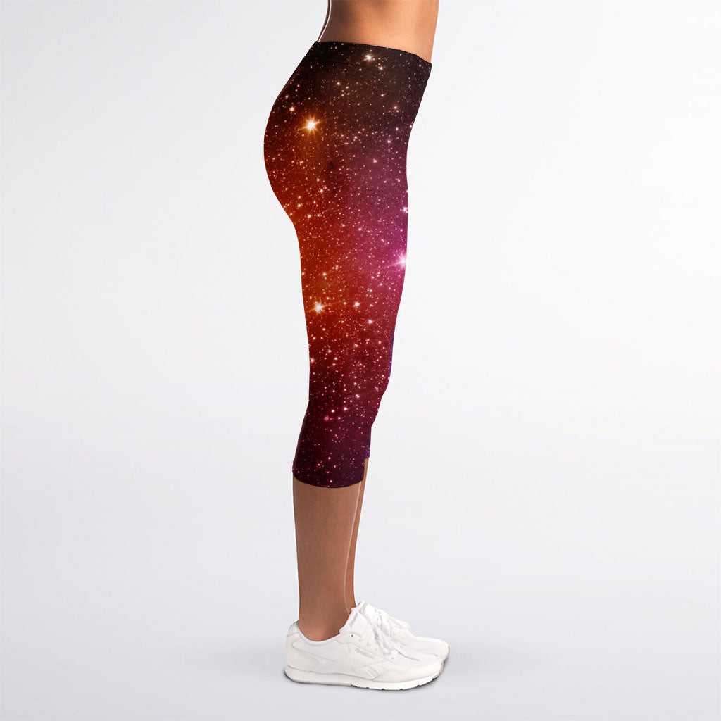 Colorful Stardust Galaxy Space Print Women's Capri Leggings