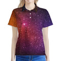 Colorful Stardust Galaxy Space Print Women's Polo Shirt