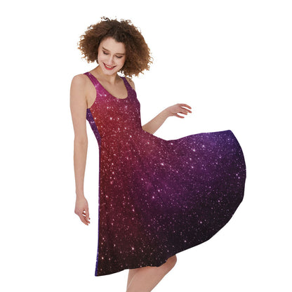 Colorful Stardust Galaxy Space Print Women's Sleeveless Dress