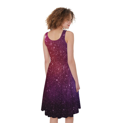 Colorful Stardust Galaxy Space Print Women's Sleeveless Dress