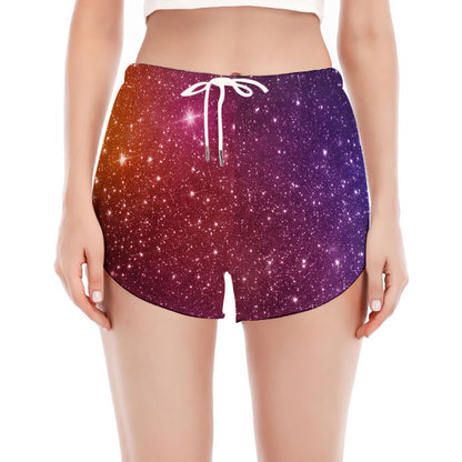 Colorful Stardust Galaxy Space Print Women's Split Running Shorts