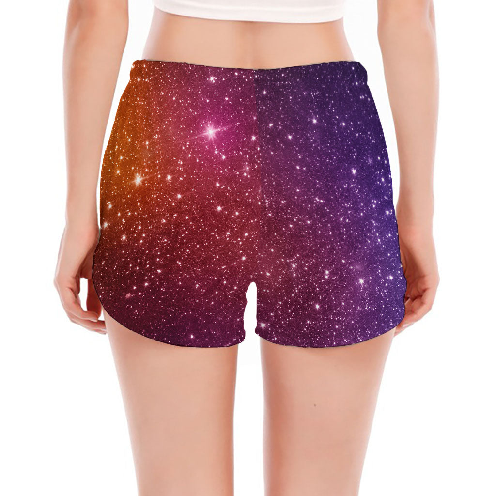 Colorful Stardust Galaxy Space Print Women's Split Running Shorts