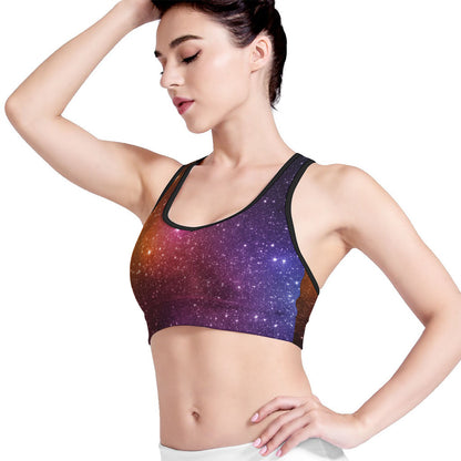 Colorful Stardust Galaxy Space Print Women's Sports Bra