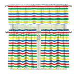 Colorful Striped Pattern Print 3 Piece Kitchen Curtains