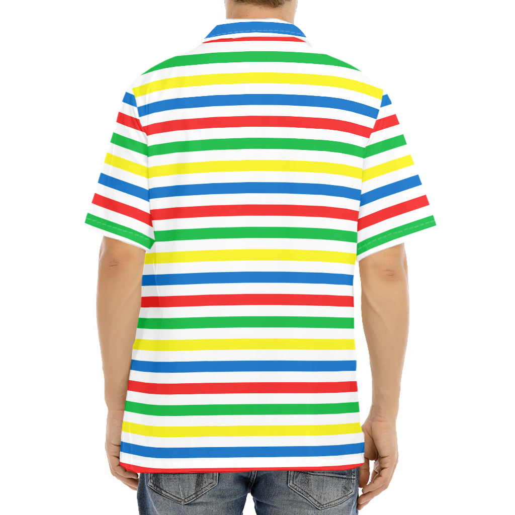 Colorful Striped Pattern Print Aloha Shirt