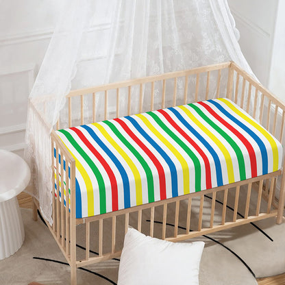 Colorful Striped Pattern Print Baby Crib Sheet