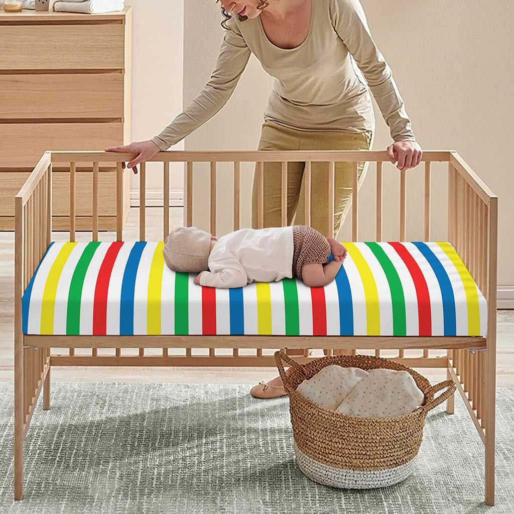 Colorful Striped Pattern Print Baby Crib Sheet