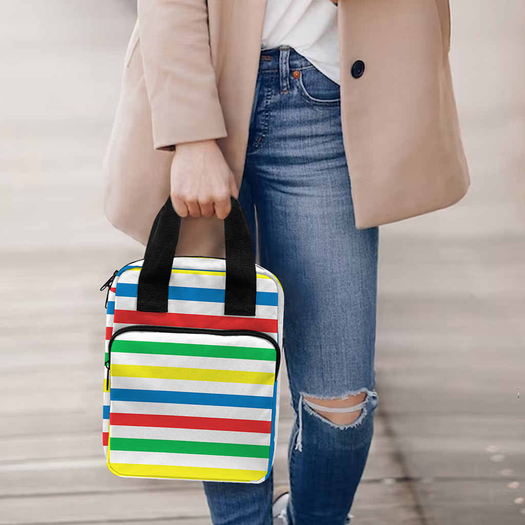 Colorful Striped Pattern Print Bible Tote Bag