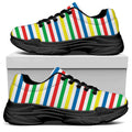 Colorful Striped Pattern Print Black Chunky Shoes