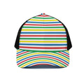 Colorful Striped Pattern Print Black Mesh Trucker Hat