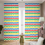 Colorful Striped Pattern Print Blackout Pencil Pleat Curtains