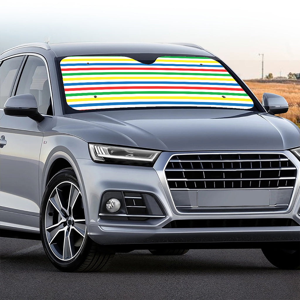 Colorful Striped Pattern Print Car Windshield Sun Shade
