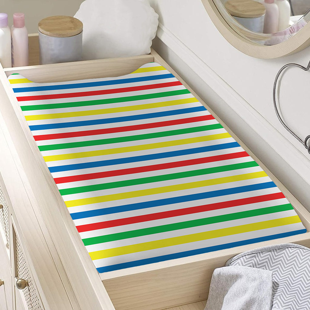 Colorful Striped Pattern Print Changing Pad Cover