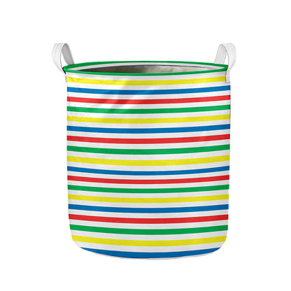 Colorful Striped Pattern Print Collapsible Laundry Basket