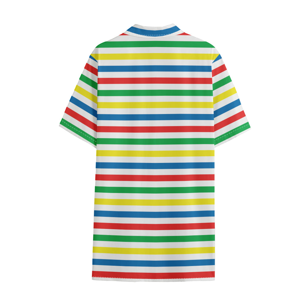 Colorful Striped Pattern Print Cotton Hawaiian Shirt