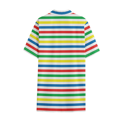 Colorful Striped Pattern Print Cotton Hawaiian Shirt