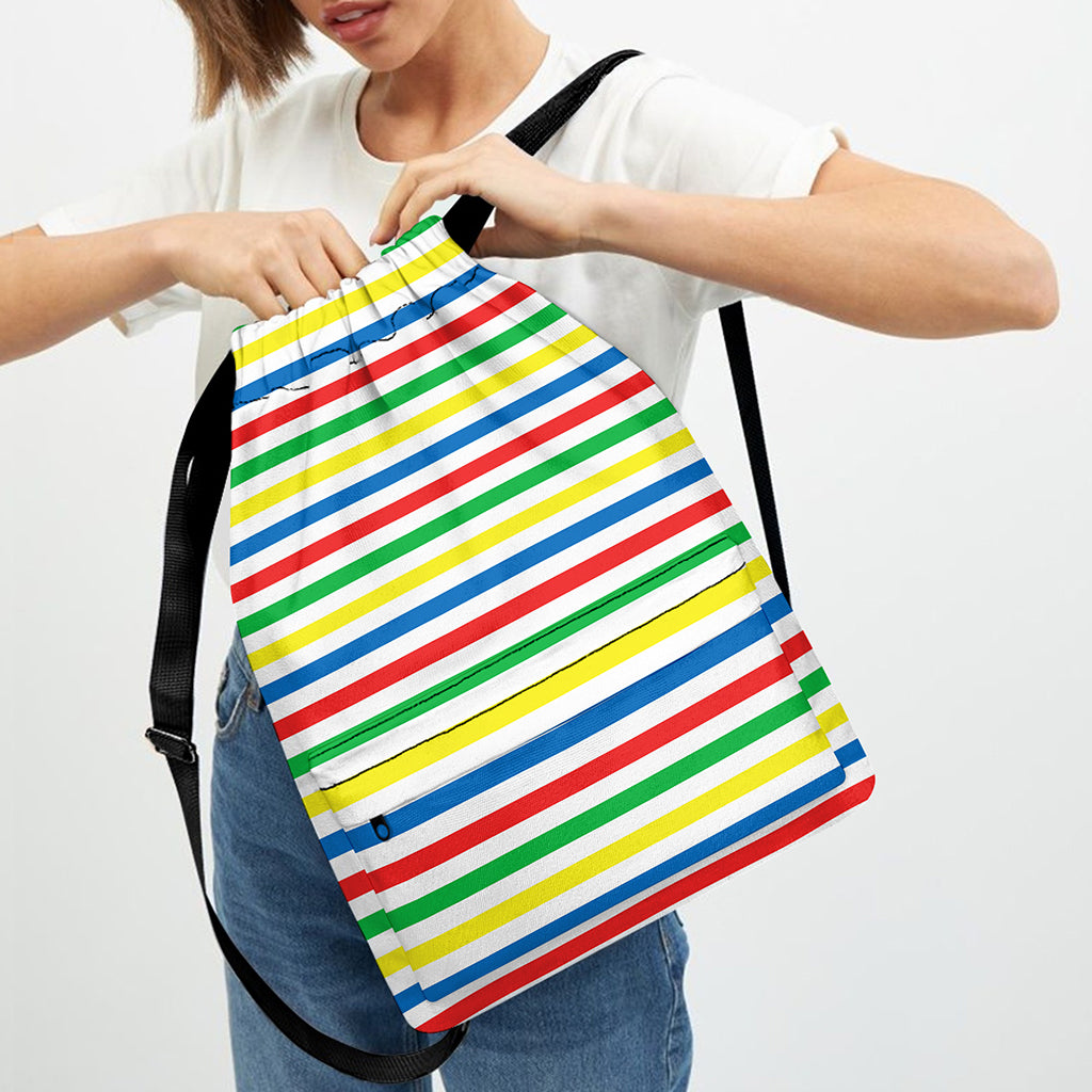 Colorful Striped Pattern Print Drawstring Backpack