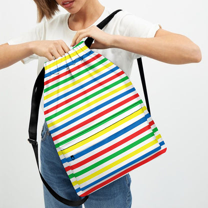 Colorful Striped Pattern Print Drawstring Backpack