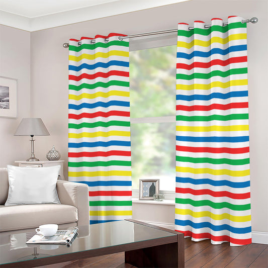 Colorful Striped Pattern Print Extra Wide Grommet Curtains