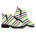 Colorful Striped Pattern Print Flat Ankle Boots