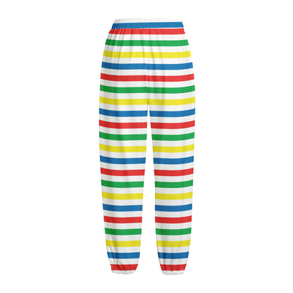 Colorful Striped Pattern Print Fleece Lined Knit Pants