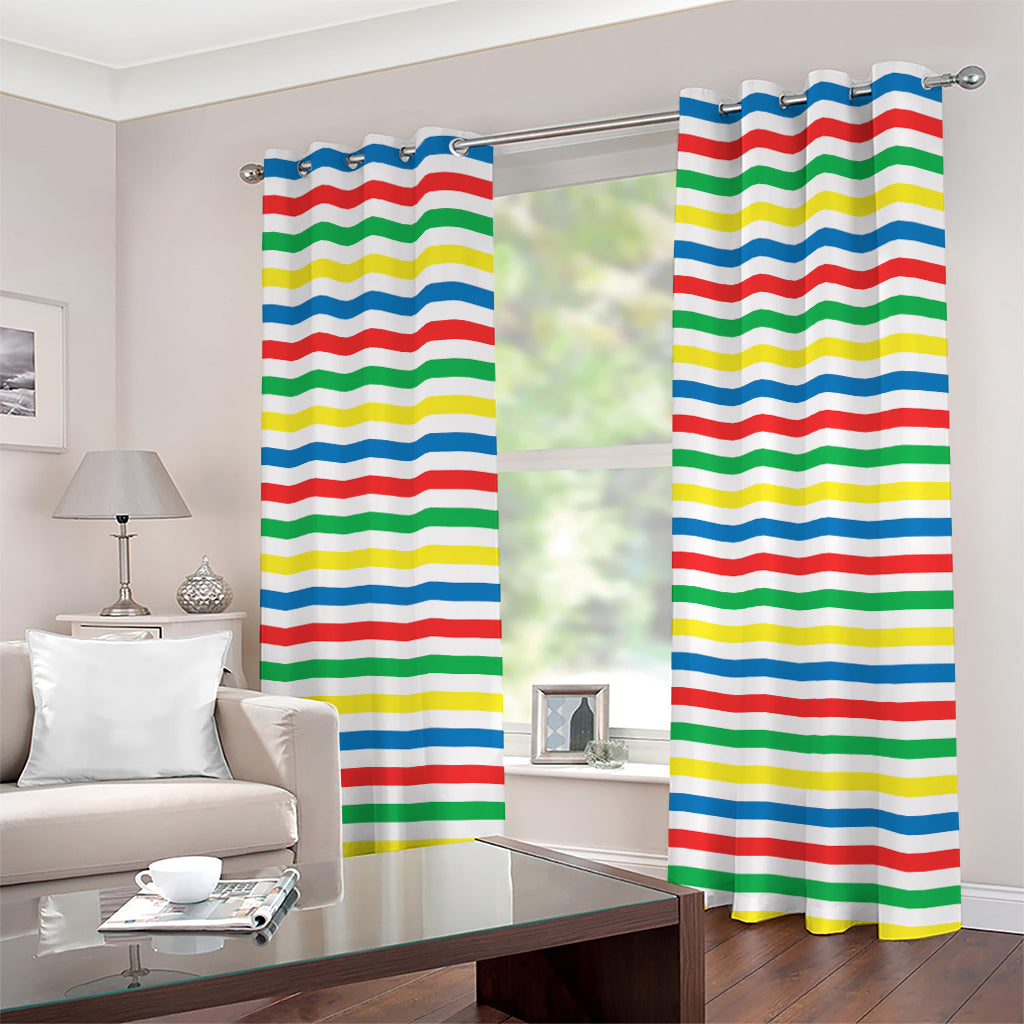 Colorful Striped Pattern Print Grommet Curtains
