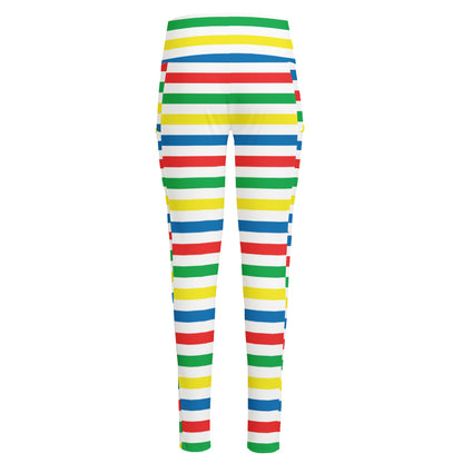 Colorful Striped Pattern Print High-Waisted Pocket Leggings