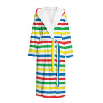 Colorful Striped Pattern Print Hooded Bathrobe