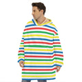 Colorful Striped Pattern Print Hoodie Blanket