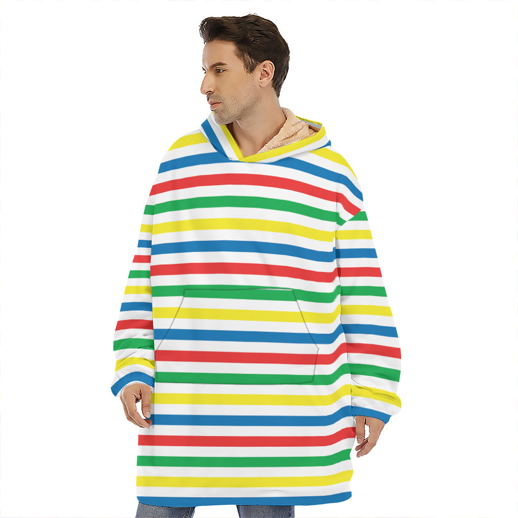 Colorful Striped Pattern Print Hoodie Blanket