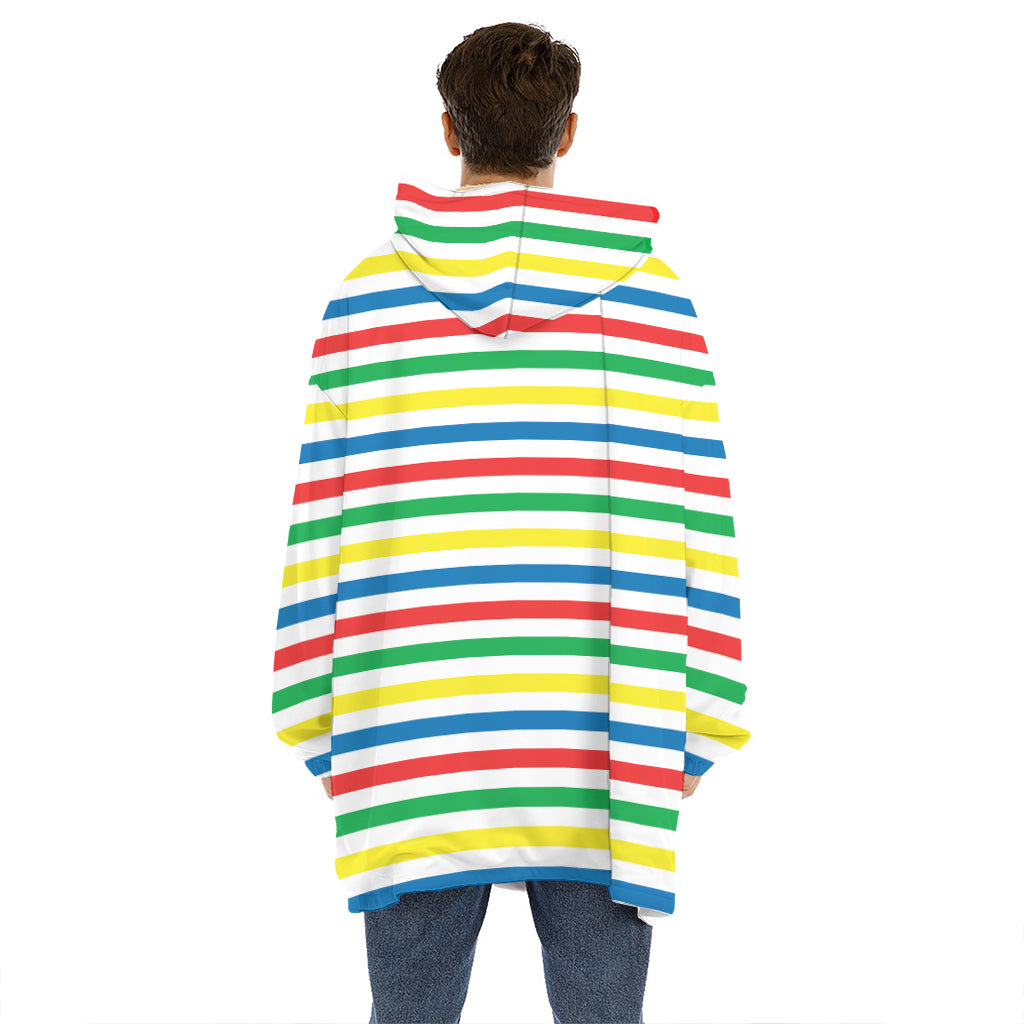 Colorful Striped Pattern Print Hoodie Blanket