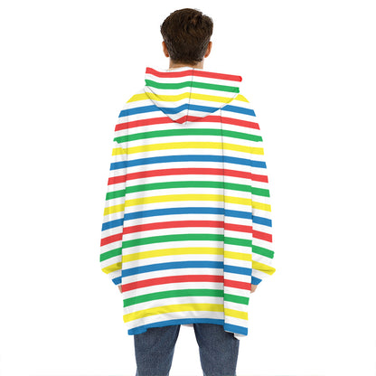 Colorful Striped Pattern Print Hoodie Blanket