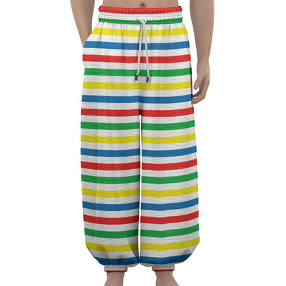 Colorful Striped Pattern Print Lantern Pants