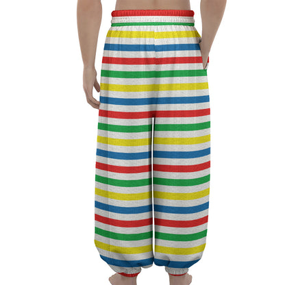 Colorful Striped Pattern Print Lantern Pants