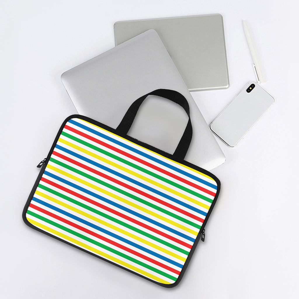 Colorful Striped Pattern Print Laptop Sleeve With Handle