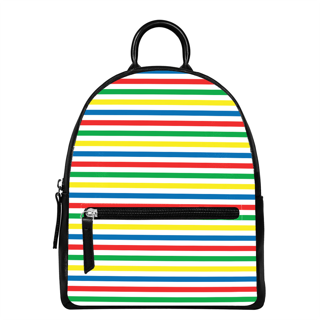 Colorful Striped Pattern Print Leather Backpack